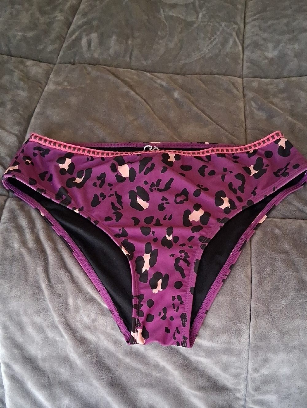 Purple Leopard Print Bikini Bottoms Size M